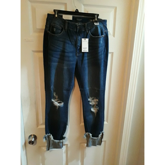 ♥️18W 20W Plus♥️Judy Blue Nikki Destroyed Cuff - Picture 7 of 8